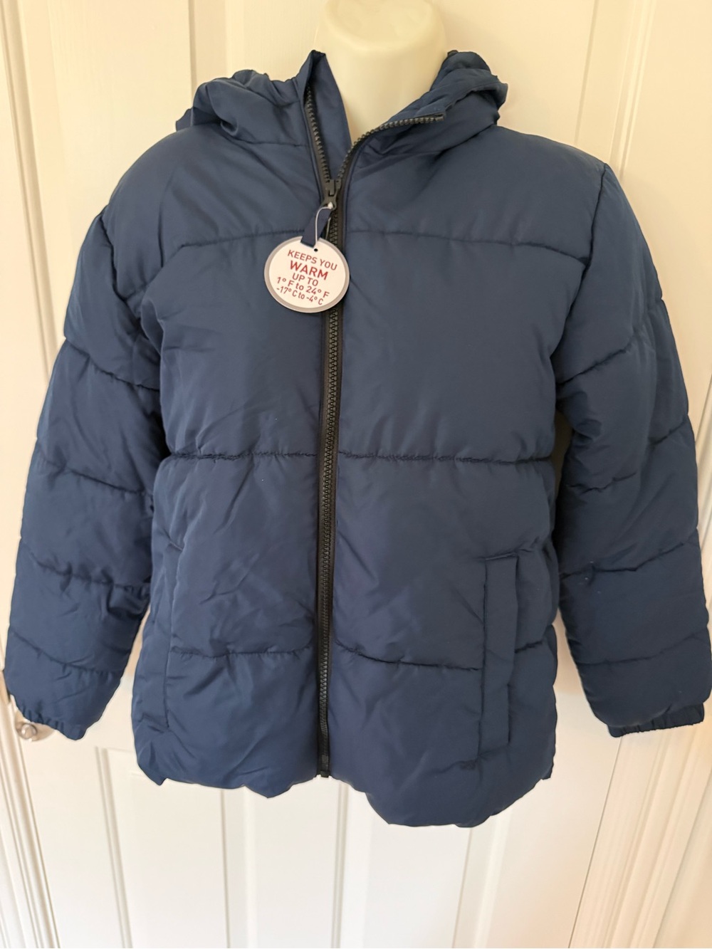 NWT Swiss Tech Navy Hooded Kids Puffer Jacket - Size 10-12